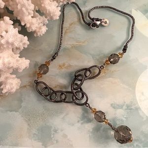 SILPADA Sterling Silver Smoky Quartz and Citrine Lariat Necklace